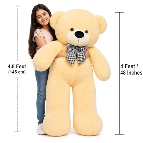 Image of 4 Feet Cream Giant Teddy Bear 48 inch Soft Toy, Plush, and Cuddly Stuffed Animal for Kids, Birthdays, Anniversaries, Valentine's Day, and Special Occasions Large Huggable (4 Feet, Beige)