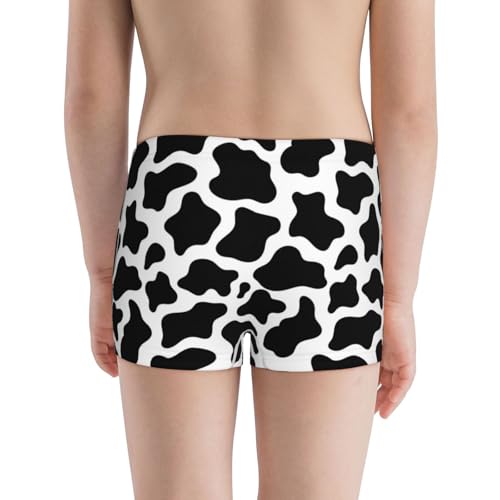Boys' Cotton Boxer Brief Soft Underwear-Cow Print Black White3