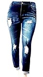 OMEGA WOMENS PLUS SIZE BLUE Denim Stretch Ankle JEANS Skinny Distressed Pants (22)
