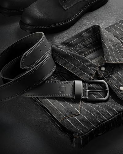 Image of CHAOREN Mens Belts Casual for Jeans - Full-Grain Leather, Durable Cowhide | Solid Buckle, Classic Style, Handmade, Daily Wear, Gift Box