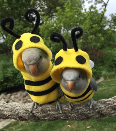 Image of Bird Costume Diaper Flight Suit Bee Shape Clothes Cosplay Photo Prop for Parrots Lovebird Budgie Parakeet Cockatiel Sun Conure, Small Animals Apparel (Bee Without Diaper, Medium), Green (BPF1)