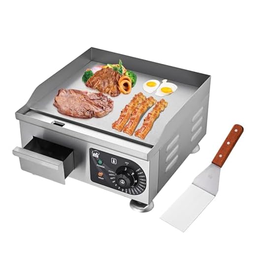 Yescom 1500W 14" Electric Countertop Griddle Stainless steel Adjustable Temp Control Commercial Restaurant Grill
