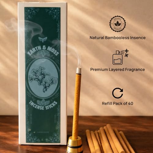 Image of Dhoop Sticks | Refill Pack of 40 Bamboo-Free Compressed Incense for Home & Meditation | Pooja & Rituals (Earth & Moss)