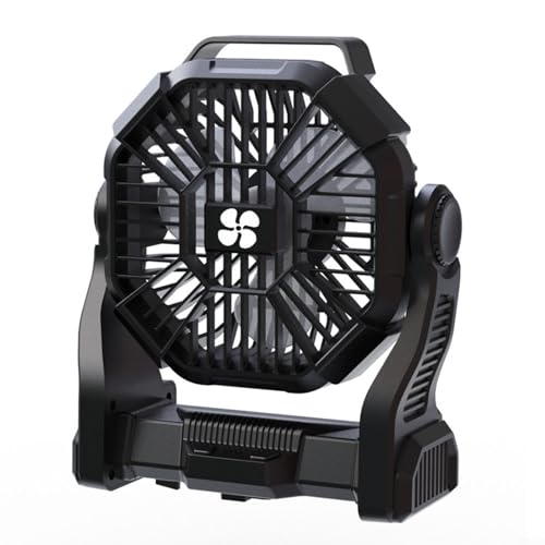 EXTRWORY 10000MAh Batería portátil Ventilador de camping con luz LED 4 velocidades Ventilador de escritorio recargable para tienda de campaña Oficina en casa al aire libre (negro)