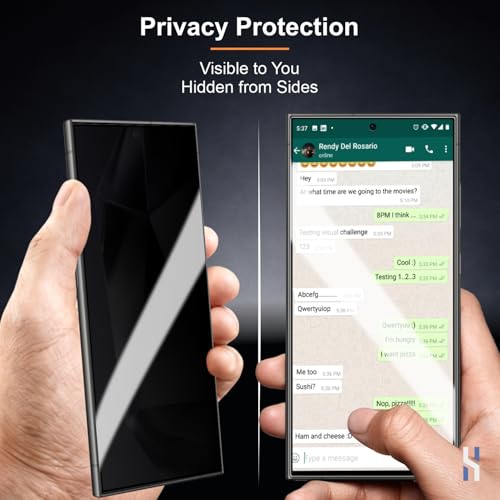 Image of Privacy Tempered Glass for Samsung Galaxy S24 Ultra (6.8 Inch) Military Grade 9H Screen Guard, Anti-Scratch, Shatterproof, Edge-to-Edge Full Coverage - Black Border