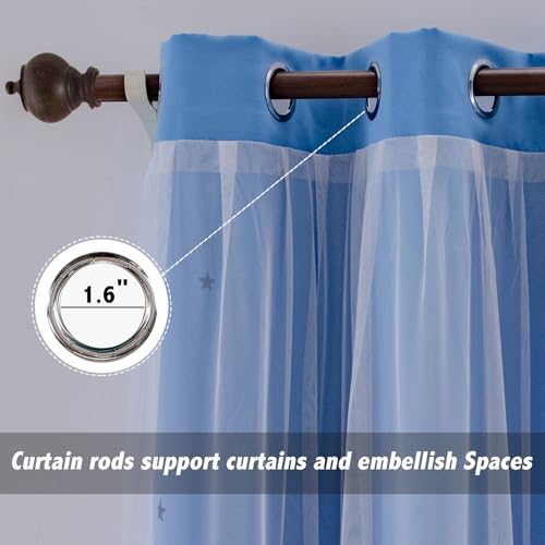 Image of indistar Star Cutout Kids Window Blackout Curtains for Girl Bedroom Window Room Darkening Curtains & Drapes Baby Nursery Curtains (2 Panel,52Wx63L inch,Blue)