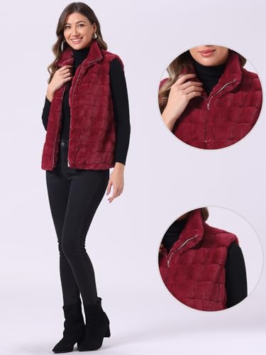 Chaqueta de piel sin mangas mujer Allegra K chaleco suave abrigo cremallera 2