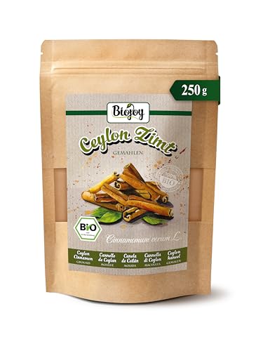 Biojoy Canela de Ceylan en Polvo Ecológica (250 g), Ceilán Canela molida (Cinnamomum verum L.)