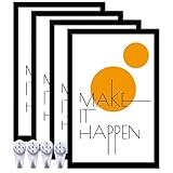 ijuerybai 11x17 Picture Frame Set of 4, Black 11 x 17 Poster Frame High Transparent Wall Gallery Poster Canvas Photo Frames for 11 by 17 inches