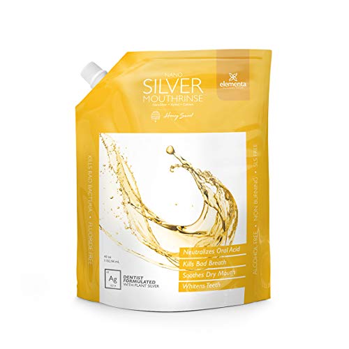 Elementa Silver Nano Silver Xylitol Mouth Wash Refill Pack | Mouth Rinse Oral Care 40 oz | Dentist Formulated, Alcohol and Fluoride Free (Honey Sweet) -  NS-W