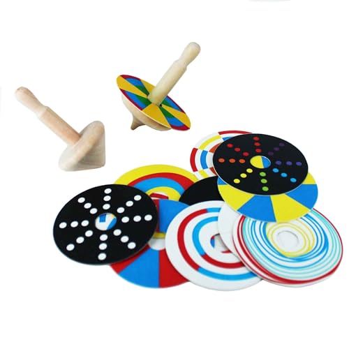Shumee Wooden Spinning Tops(Lattu/Buguri/Bongaram)|Wood Spin Tops for Kids|Sensory Toys|Birthday Gift|Novelty Spinning Tops|Kids Colorful Wooden Gyroscopes|Return Gifts for Kids (Patterns)
