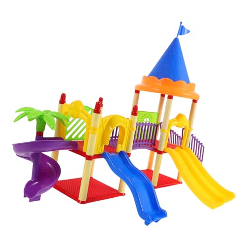 Toyvian Miniature Playground Models Kids Mini Slide Toy Model Plastic Playground Equipment STEM Toys for Kids Mini Playground Doll House Decor