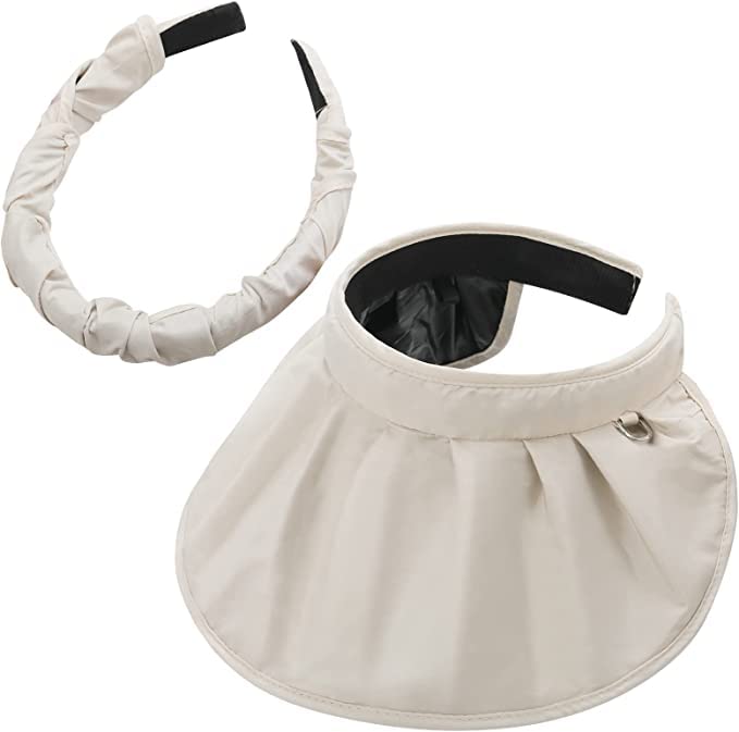 Sun Visor Hat for Women UPF50 + UV Protection Sun Hat 2 in 1 Hair Band Foldable Shell Hat Wide Brim Beach Hat-image-49