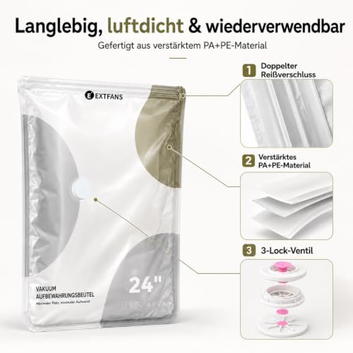 EXTFANS Vakuumbeutel für Kleidung mit Elektrischer Pumpe und Handpumpe – Ansicht 5