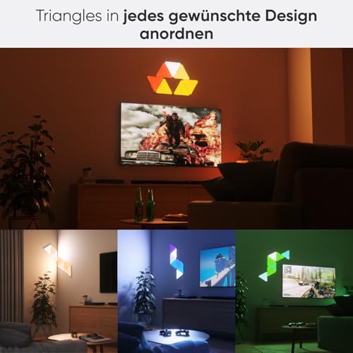 Nanoleaf Shapes Triangle Starter Kit, 9 Smarten Dreieckigen LED Panels RGBW - Modulare WLAN 16 Mio Farben Wandleuchte Innen, Musik & Bildschirm Sync, Funktioniert mit Alexa Google Apple, Deko & Gaming