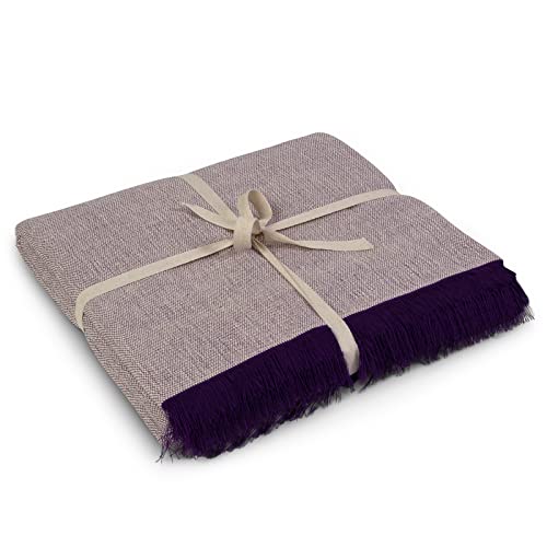 Yoga Studio Couverture de yoga en coton bicolore idéale pour la méditation et la relaxation - 142 cm x 205 cm (bicolore - violet) Cover