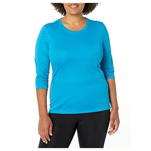 Hanes Women's Sport Cool Dri Performance Long Sleeve Tee, Underwater Blue, Large