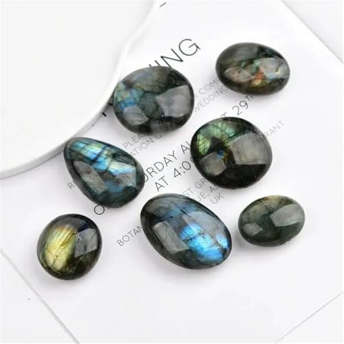 Labradorita natural de 3-4 cm con soporte de collar para piedra de palma irregular 6