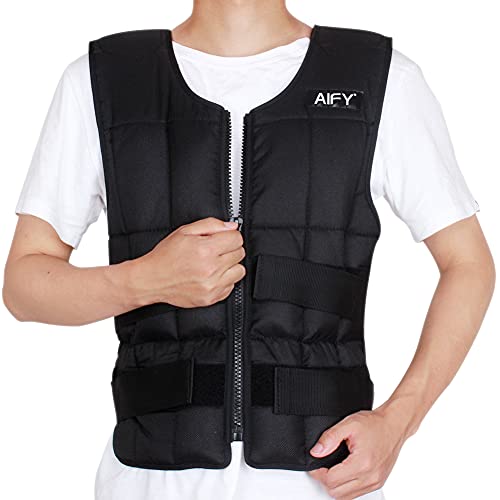 AIFY Weighted Vest, Adjustable Body Weight Vest Workout Vest for Men Women Training Fitness Walking Jogging Running Outdoor Exercise Vest One Size with Adjustable Strap Fits All, 33 Lbs, Black