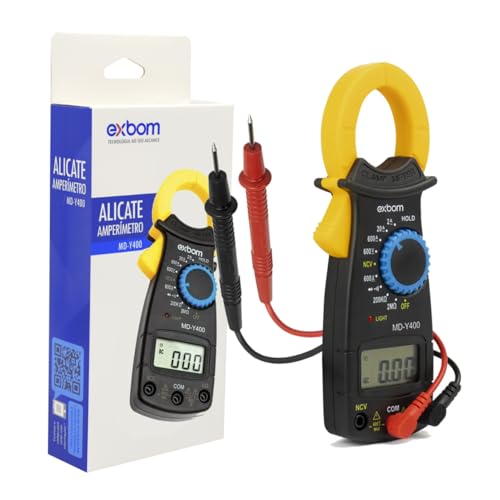 Alicate Amperímetro Digital Exbom MD‑Y400 – True RMS, LCD Grande, Bip de Continuidade, Auto Range e Medição AC/DC até 200 A