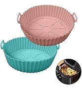 Carrot - Air Fryer Liners I Round Silicone Basket Baking Tray I Pot with Ear Handles I Nonstick R...