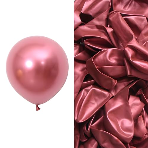 Image of Chrome Metallic Balloons Red 100 pcs Glossy Latex Balloon for Birthday Decoration Kit Wedding, Anniversary Floral Garland 10 Inch Helium Supported