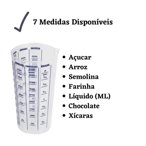 Copo Medidor Profissional Transparente Gramas, Mililitros e Xícara Multifuncional