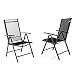 Produktbild Nexos 2er Set Klappstuhl Aluminium Gartenstuhl Campingstuhl verstellbar Rahmen anthrazit Hochlehner für Terrasse Balkon leicht stabil schwarz witterungsbeständig 56x65x105 cm bis 110 kg mit Armlehne