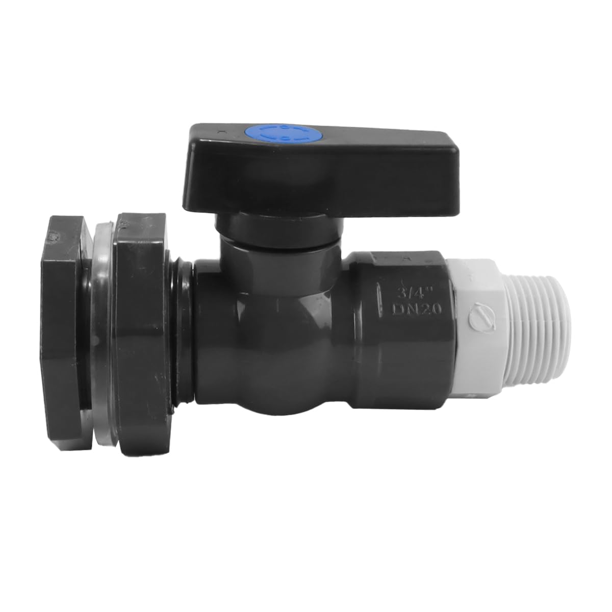 Qury PVC Rain Bucket Faucet Kit, 3/4 Inch PVC Ball Valve, Water Tank Pond Bucket Faucet Kit