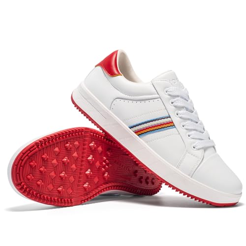 Image of UOFEIY Men's Golf Shoes Professional Spikeless Leather Sneakers Non Slip Low Top Lightweight Breathable Waterproof Golf Club Training
