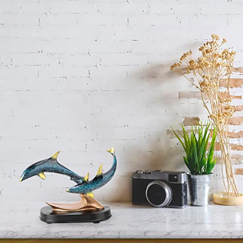 Dolphin Decor Dolphin Decor Dolphin Statue Figurines Resin Dolphin Paperweight Dolphins Leaping Out Of The Waves Statue Beach Seaside Decorations For Home Office Bedroom #TOP7