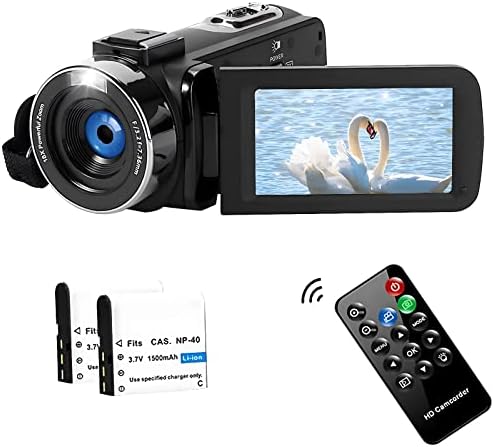 SPRANDOM Camcorder Video Camera 2.7K 42MP with LED Fill Light,18X Digital Zoom Camera Recorder 3.0" LCD Screen Vlogging Camera for YouTube with Remote Controller,2 Batteries