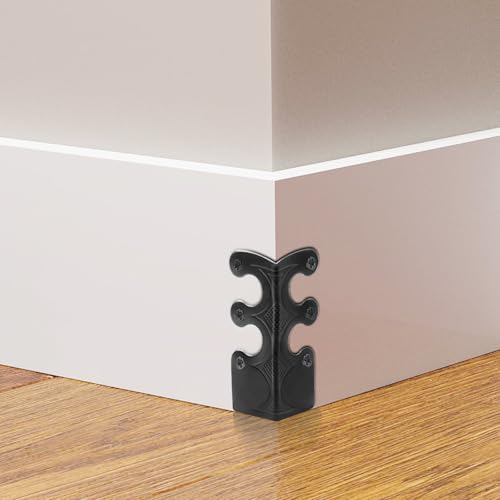 Image of 15PCS Solid Brass Skiffers Board Corner Protectors, Skirting Baseboard Corner Bracket, Vintage Metal Corner Safety Protector, Decorative Cover, Black, 15 Pack
