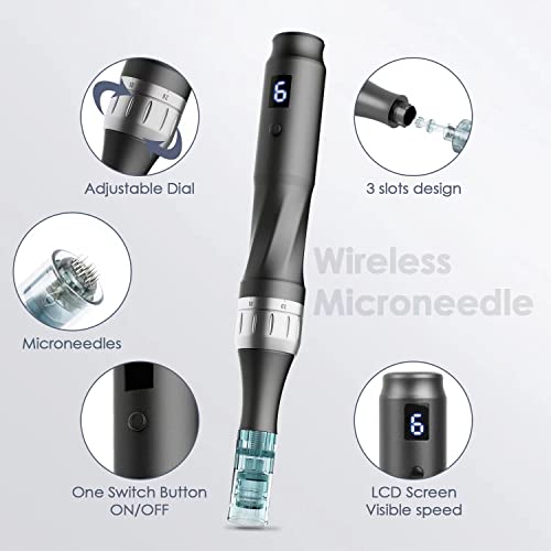 Professional-Microneedling-Pen-Wireless-Adjustable-Micro-Needling-Microneedle-Machine-Derma-Auto-Pen-with-22-Replacement-Cartridges-4pcs-16pin4pcs-26pin6pcs-36pin6pcs-42pin2pcs-Nano