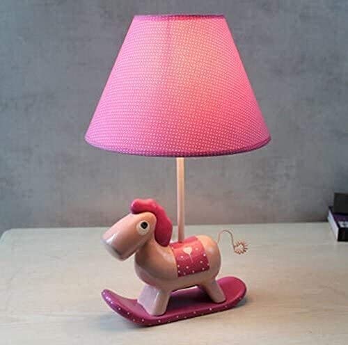 Lampe de chevet rose chevaux de bois pour la chambre de votre fille