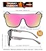 FEISEDY 2Pack Sunglasses for Women Men, Fashion Mirrored Single Lens, Driving Beach Sunnies UV400 Shades B2996 Pink