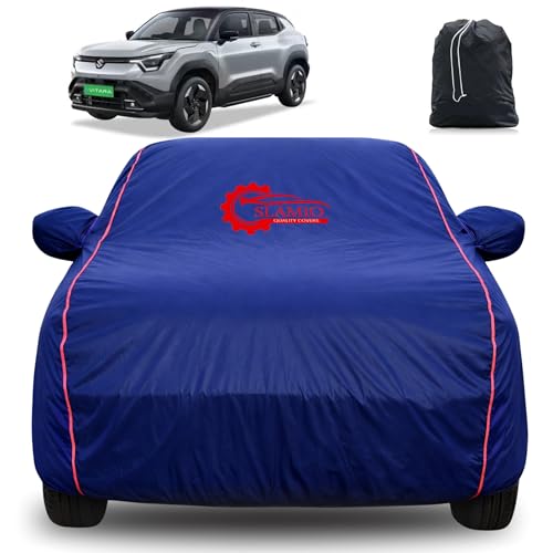Image of 100% Waterproof Car Cover for Maruti Suzuki e-Vitara | All-Weather, Dustproof & UV Protection | Heavy-Duty 3-Layer Fabric | Custom Fit with Mirror & Antenna Pocket | Navy Blue