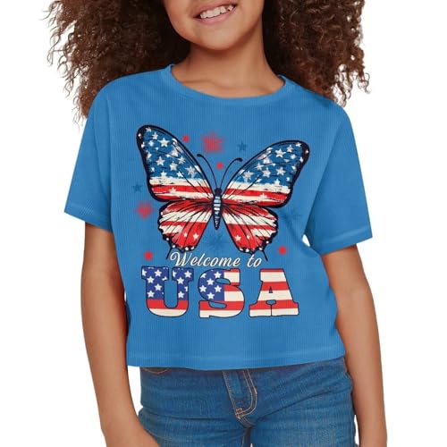 Image of Kids Crop Top Short Sleeve T-Shirts for Girls Size 5-14