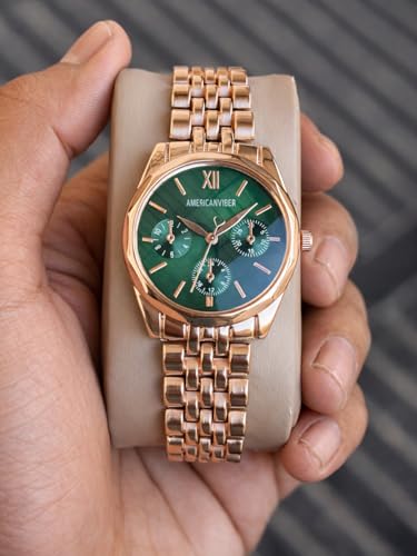 Image of AMERICANVIBER Rose Gold Women Watches | Girl Watch | Watch for Women | Diamond Studed | Premium Design | Trendy Fashionable | Under 499