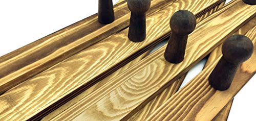 Mercurial Trade Expandable Wooden Coat Rack Hanger – Accordion Wall Mounted Pine Wood Hooks – Hand Made Vintage Expending Pegs – Hang Coat, Jacket, Hat, Leash, Towel, Scarf, Mug, Bag – Torched Wood #TOP7