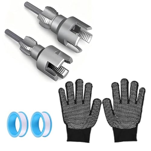 PVC Pipe Threader - 5 PCS Dual-Function PVC Pipe Threader Kit Steel 4 in 1 Water Pipe Wrench 1/2 3/4 Internal & External Pipe Threading Tool Set for Plastic Pipes/Garden Hose