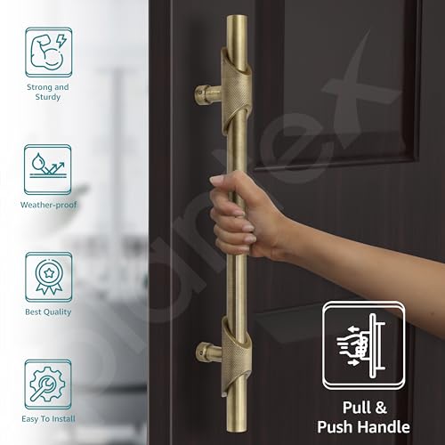 Image of Plantex Heavy Duty Main Door Handle /18 Inch Door Handle for Main Door /Pull-Push Door Handle for Glass & Wooden Door /3 Years Warranty Pack of 1 (S-120-Brass Antique)