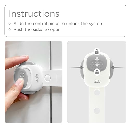 Baby Proofing Child Safety Strap Locks + Child Proof Outlet Covers (6+6 Pack) - Safety Locks For Baby With 3M Adhesive - Child Proof Cabinet Latches For Drawers, Fridge, Toilet - No Drilling (Grey) #TOP2
