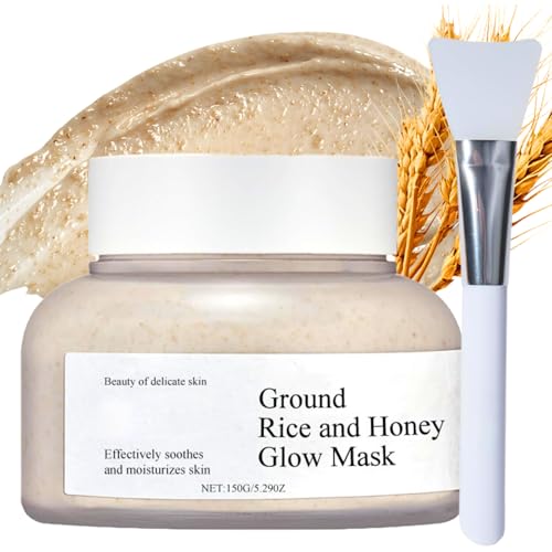 Ground Rice And Honey Glow Mask Clay Mask For Pores Rice Mud Mask Glass Skin Mask Face Masks Skincare Hydrating Face Mask Deep Cleansing Reducing Pores Control oil & Brightening Korean Face Mask
