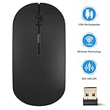 ☞【Wiederaufladbare Maus kabellos】: Eingebaute wiederaufladbare Batterie, ABS-Gehäuse ist langlebig, Stecker in Micro-USB-Ladekabel kann leicht geladen werden (ca. 1,5 Stunden nach voll aufgeladen), beim Laden, das Licht in der Nähe von Scrollrad ist rotes Licht, nach voll aufgeladen, das Licht ist ausgeschaltet, keine Notwendigkeit, den Akku zu ersetzen.