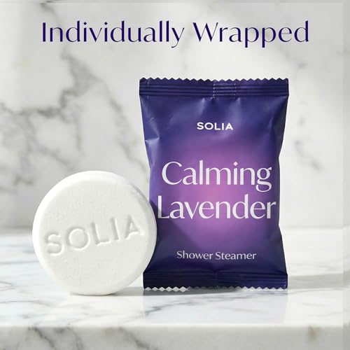 Image of Solia Natural Lavender Shower Steamers - Patent-Pending - Real Essential Oil Lavender Tablets, Spa Steamers Aromatherapy, 7-Pack