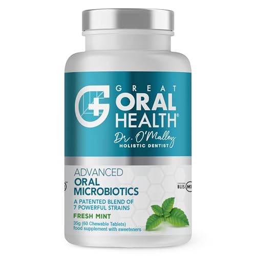 Oral Probiotics for Mouth Bad Breath Treatment for Adults; Dentist Formulated Dental Probiotics for Teeth and Gums Health & Chronic Halitosis with BLIS K12 M18 60 Chewable Oral Health Tablets Mint
