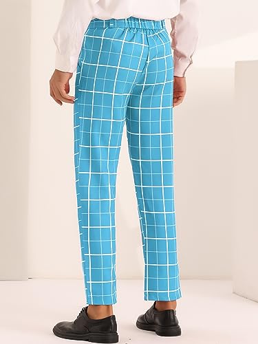 Lars Amadeus Plaid Dress Pants for Men's Business Slim Fit Flat Front Checked Pants3