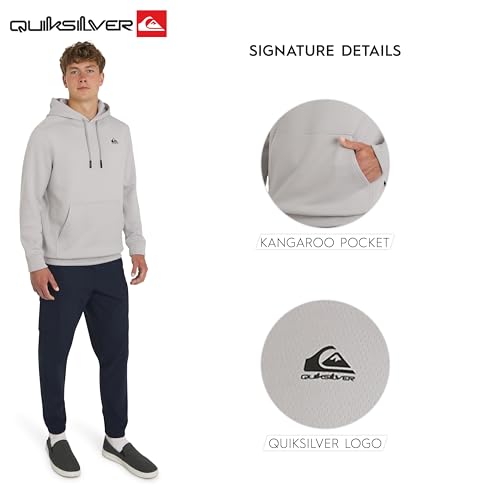 Image of Quiksilver Men's Regular Fit Active Performance Heavyweight Jacquard Mesh and Polar Fleece Pullover Hoodie (S-XL)