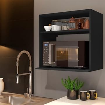 Suporte Duplo Aéreo Para Micro-ondas Suspenso Cor Preto